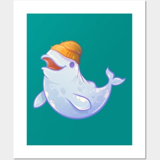 Cute Beanie Beluga Whale Posters and Art